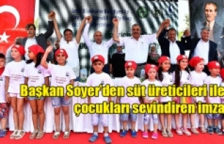 Başkan Soyer’den süt üreticileri ile çocukları...